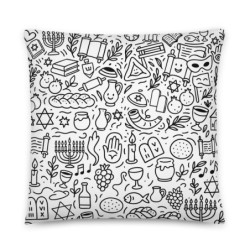 Jewish Symbols Doodle Art Pillow