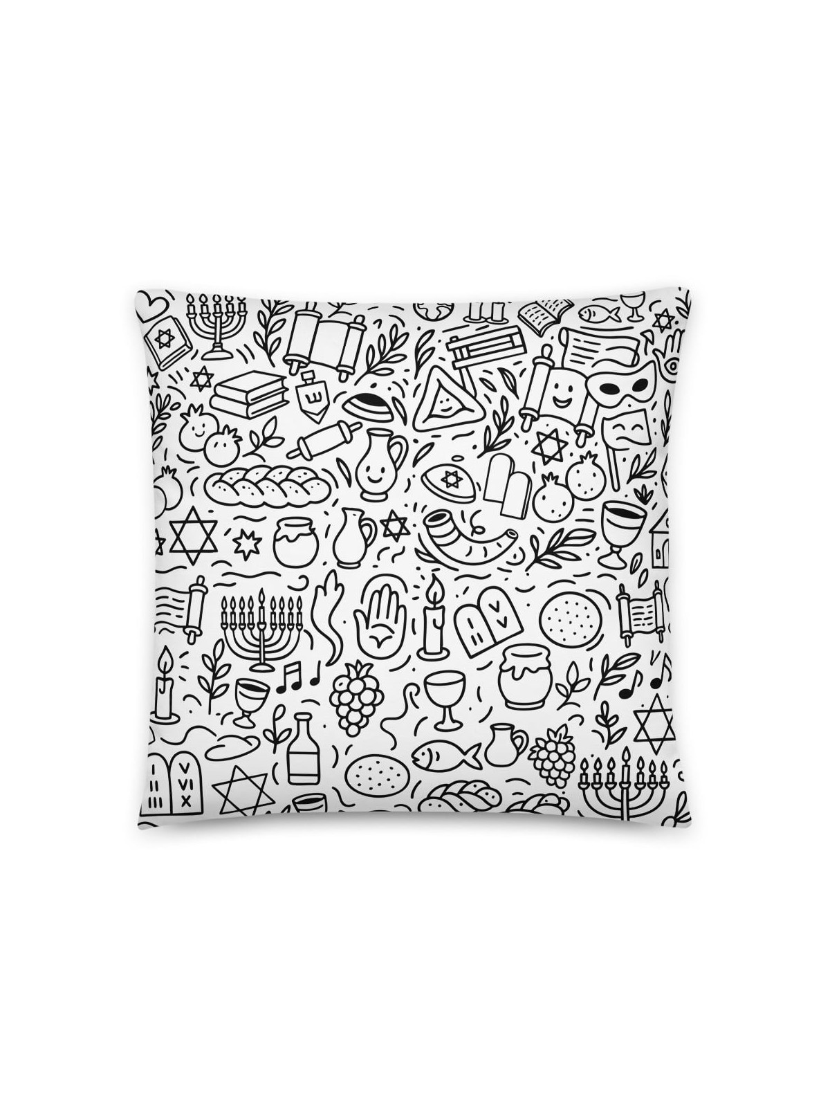 Jewish Symbols Doodle Art Pillow