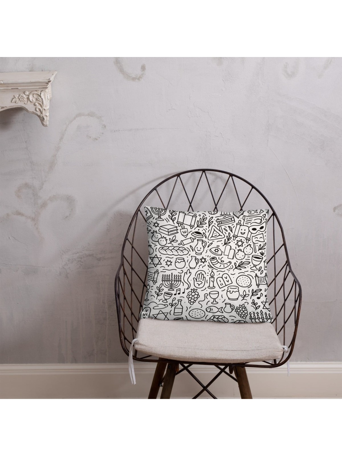 Jewish Symbols Doodle Art Pillow