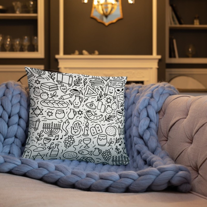 Jewish Symbols Doodle Art Pillow