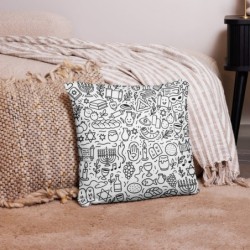 Jewish Symbols Doodle Art Pillow