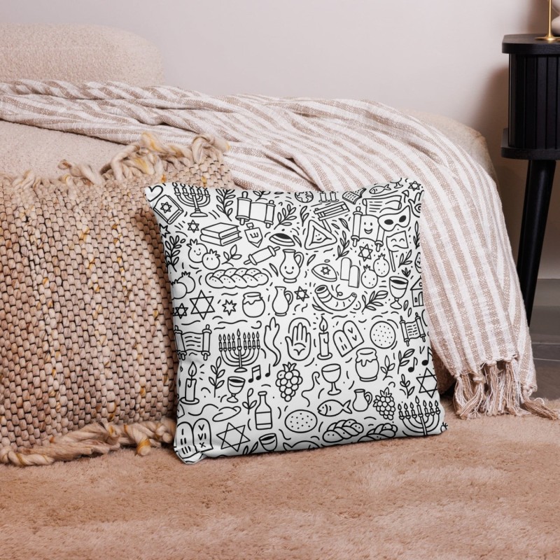 Jewish Symbols Doodle Art Pillow