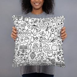 Jewish Symbols Doodle Art Pillow