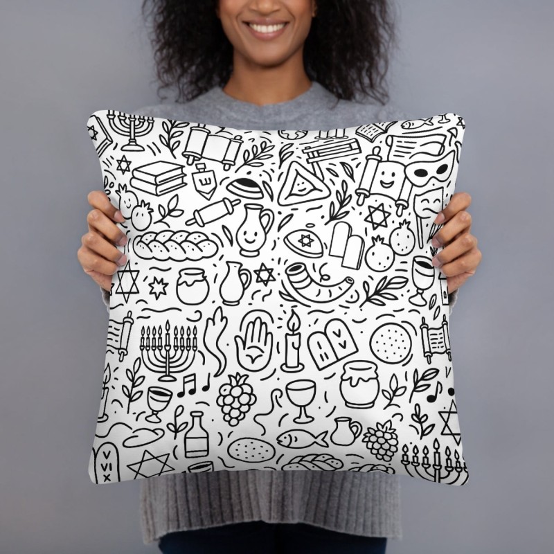 Coussin d’art de griffonnage de symboles juifs