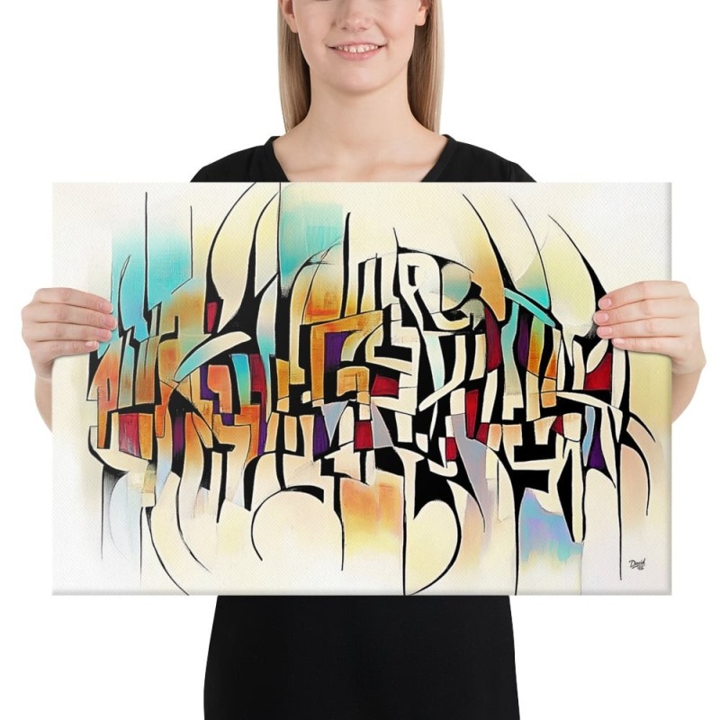 Impression de lettres hébraïques sur toile