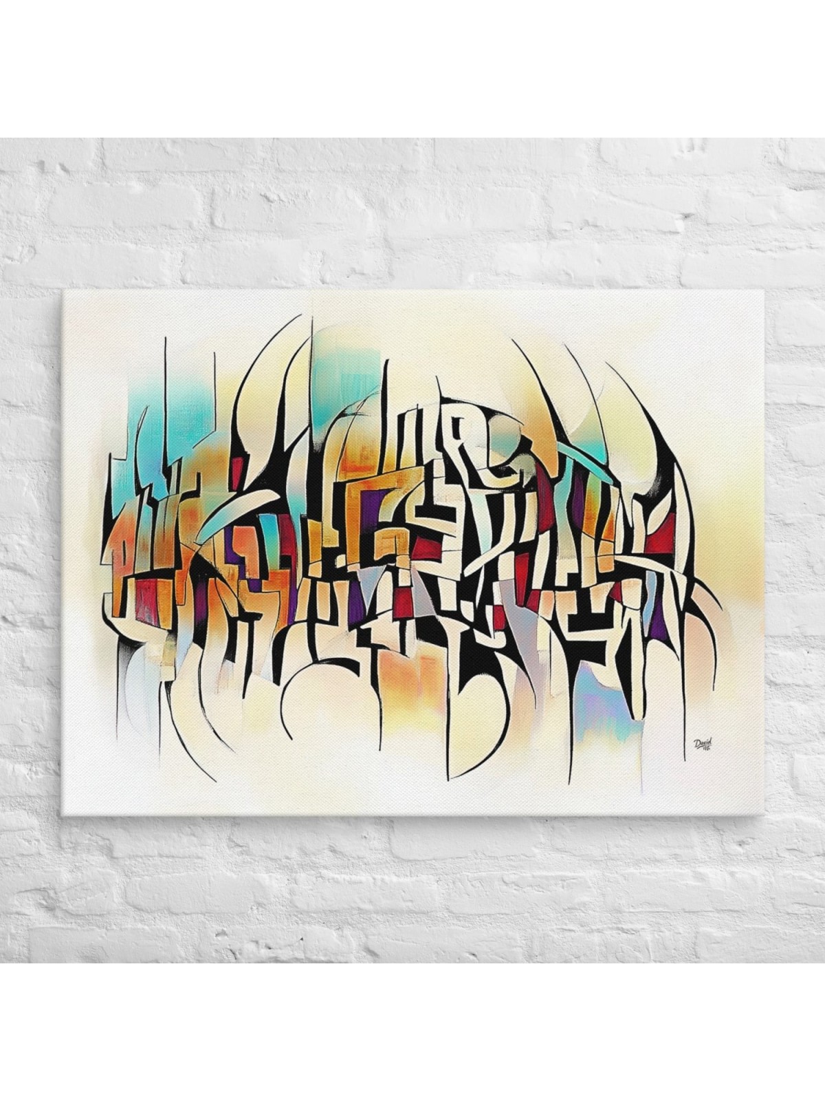 Hebrew Letters Print on Canvas