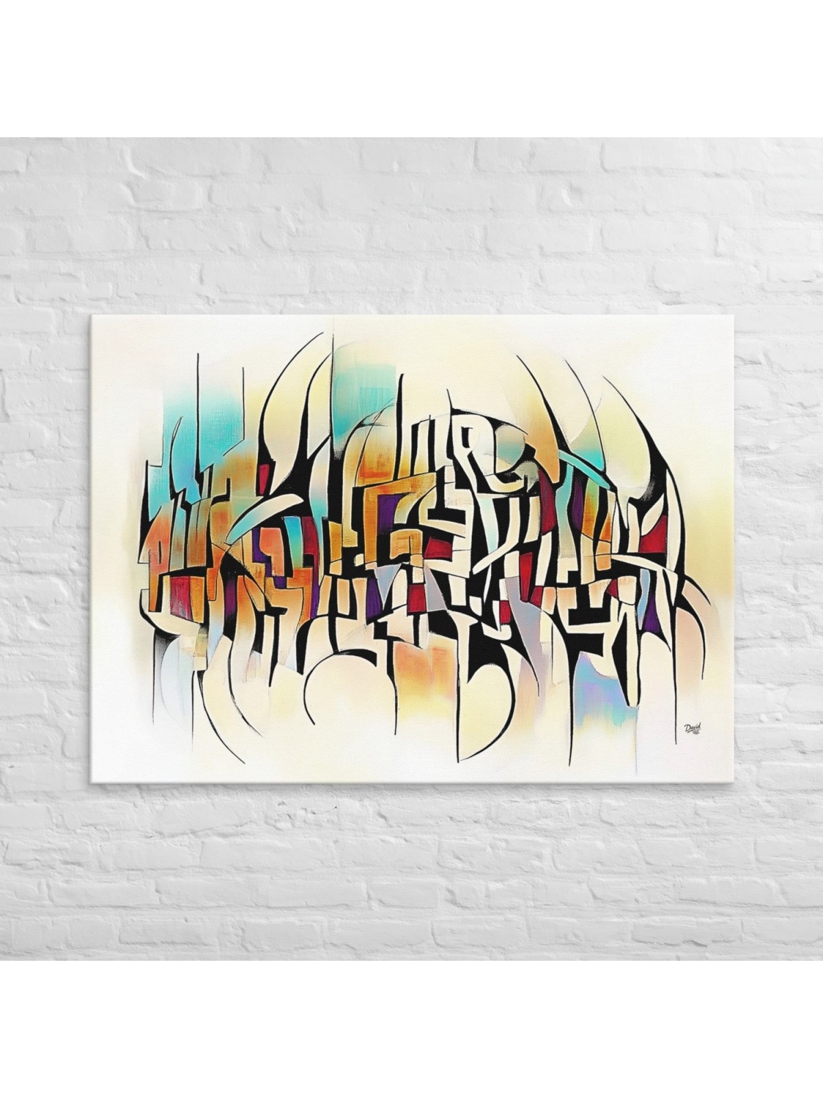 Hebrew Letters Print on Canvas