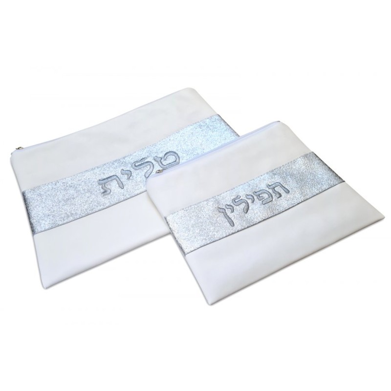 Off White Faux Leather Tallit and Tefillin ... | Talit & Tefillin Bags