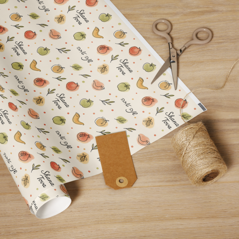 Rosh Hashanah Wrapping Paper with Shana Tova Design