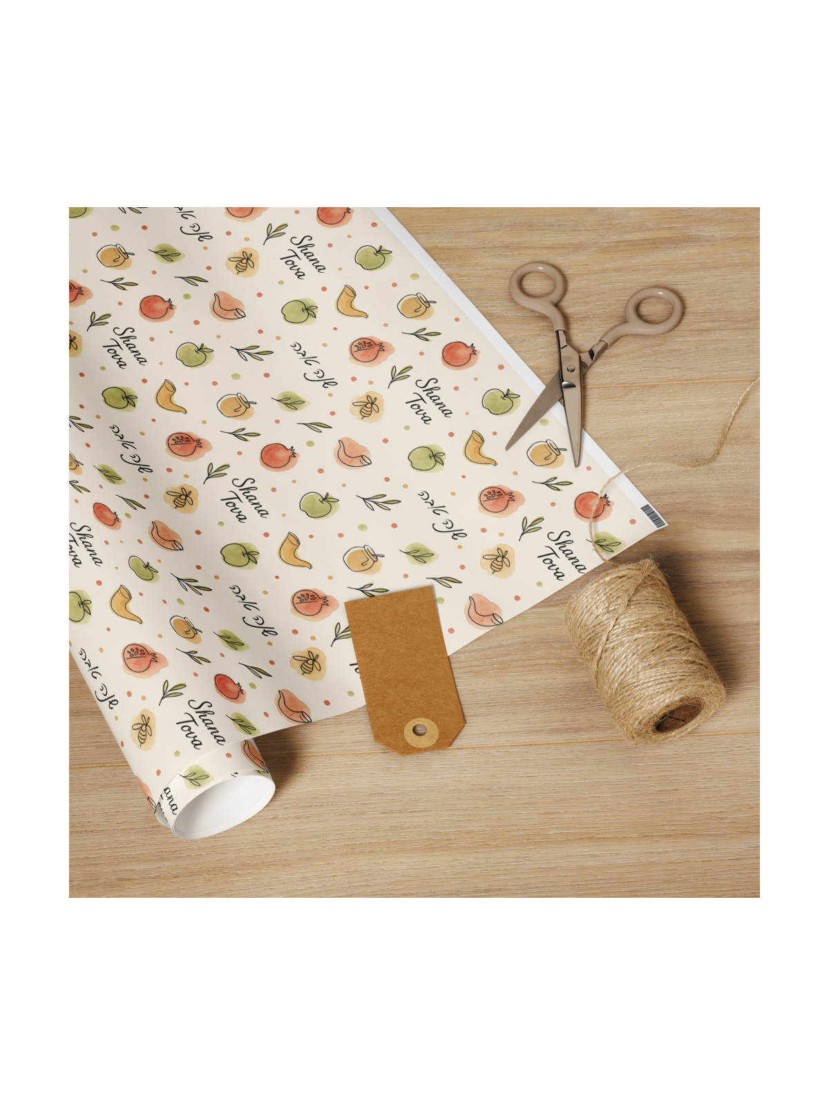 Papier d'emballage Rosh Hashanah avec motif Shana Tova