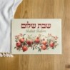 Shabbat Shalom Glass Challah Board with Pomegranates