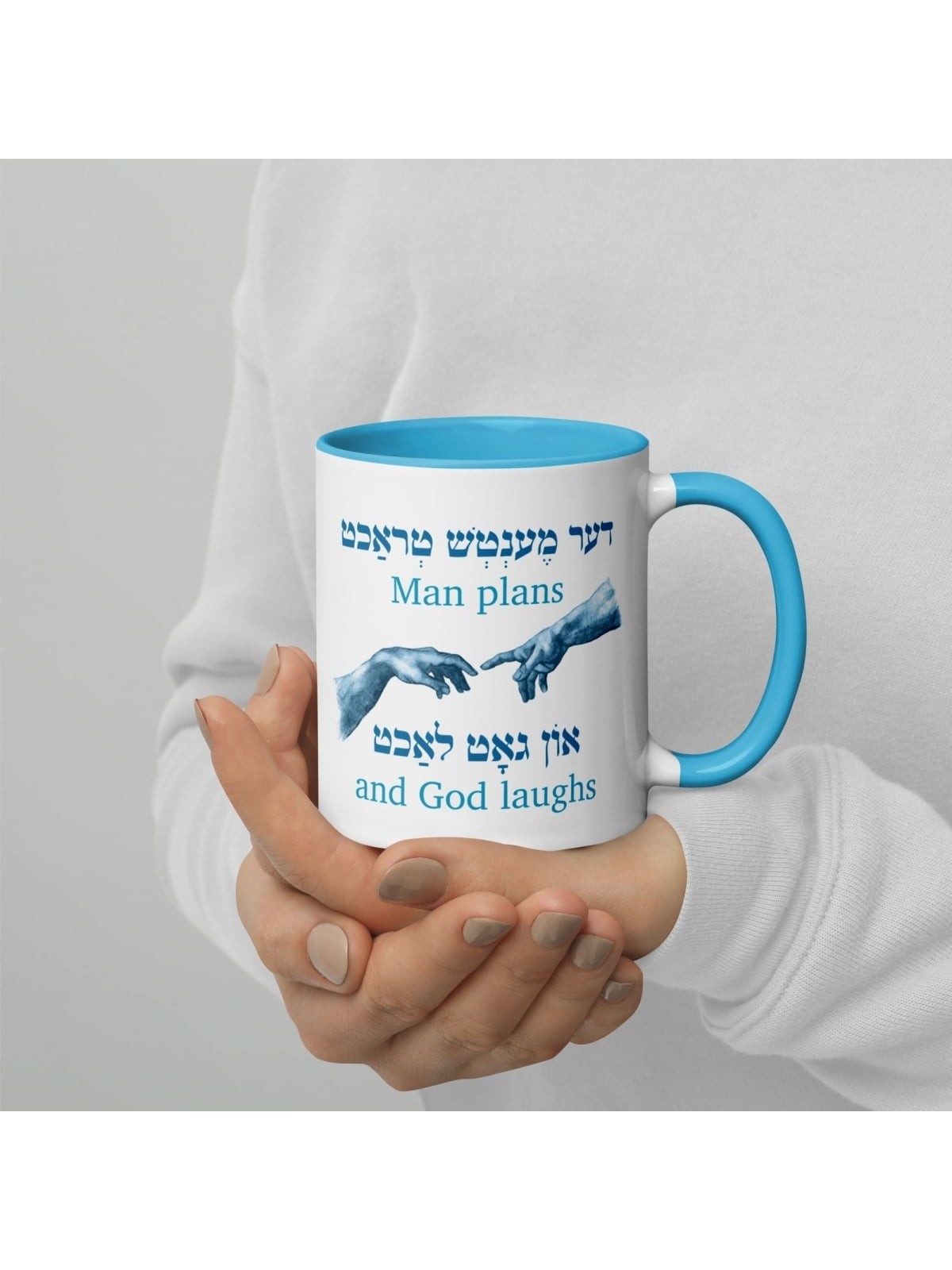 Man Plans Hands Mug - Color Inside