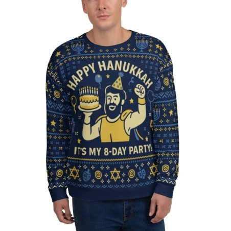 Sweat-shirt laid Happy Hanukkah - Conception drôle de fête de festival de 8 jours - B