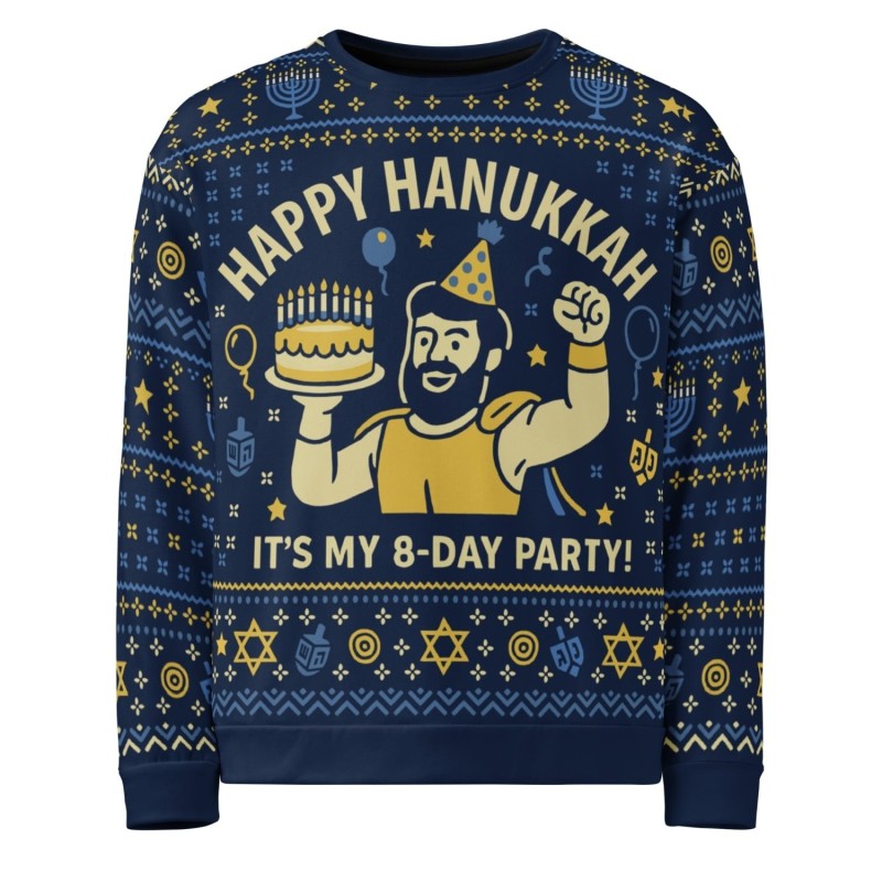 Sweat-shirt laid Happy Hanukkah - Conception drôle de fête de festival de 8 jours - B