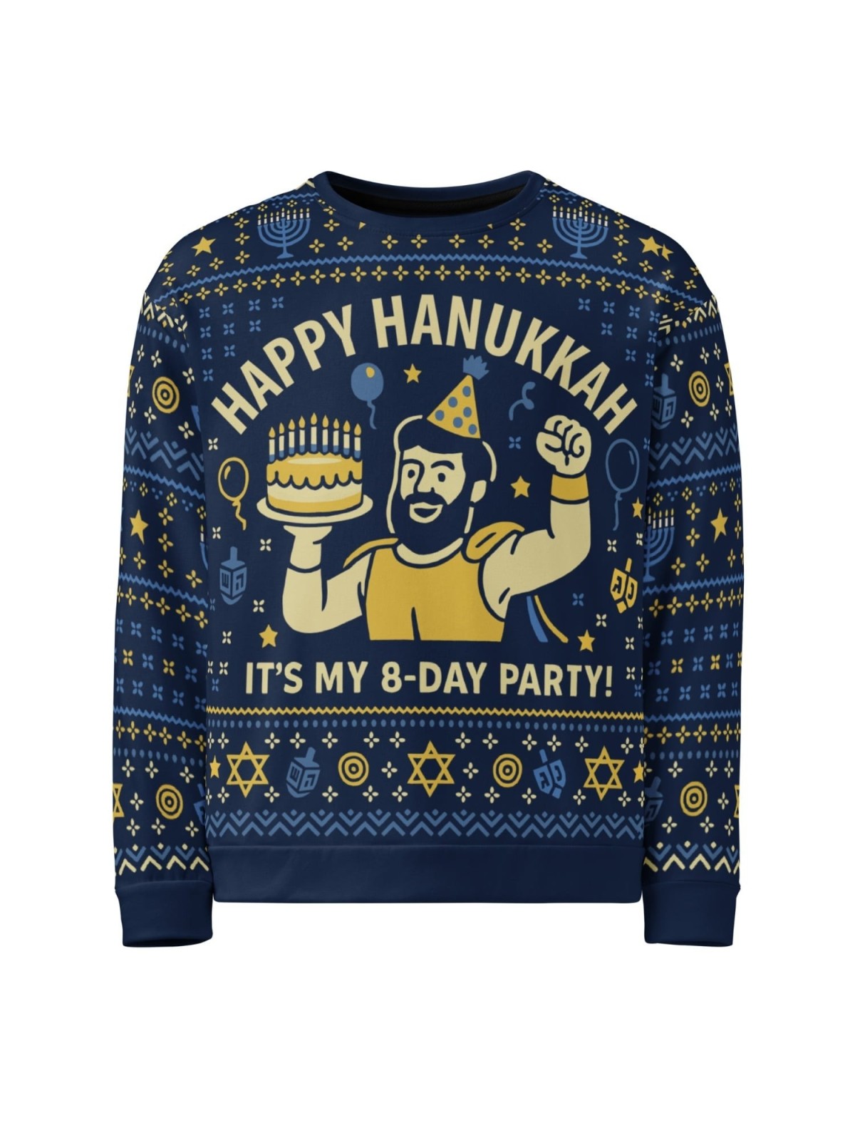 Sweat-shirt laid Happy Hanukkah - Conception drôle de fête de festival de 8 jours - B