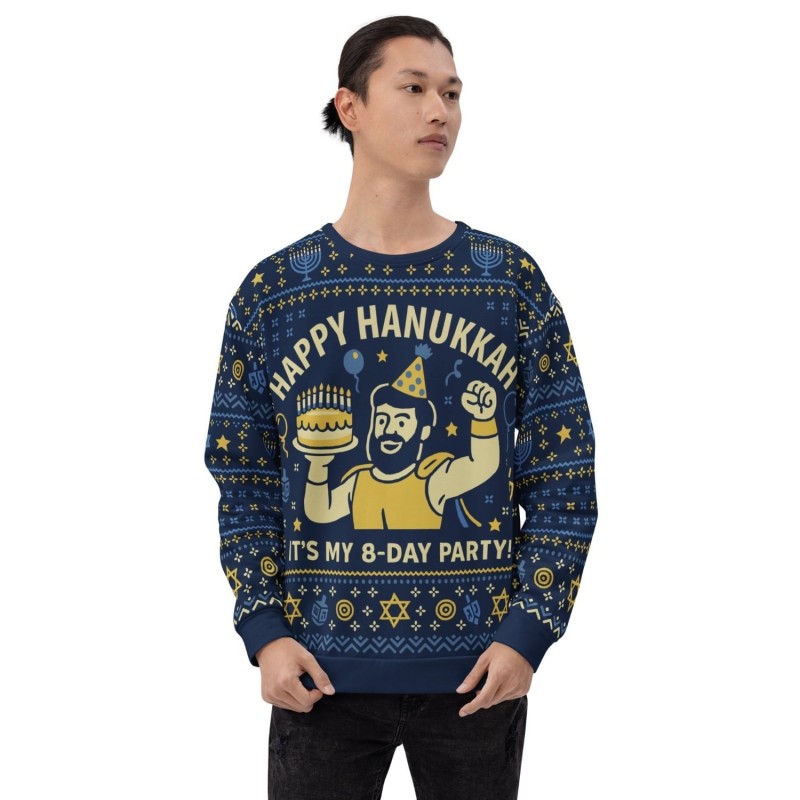 Sweat-shirt laid Happy Hanukkah - Conception drôle de fête de festival de 8 jours - B