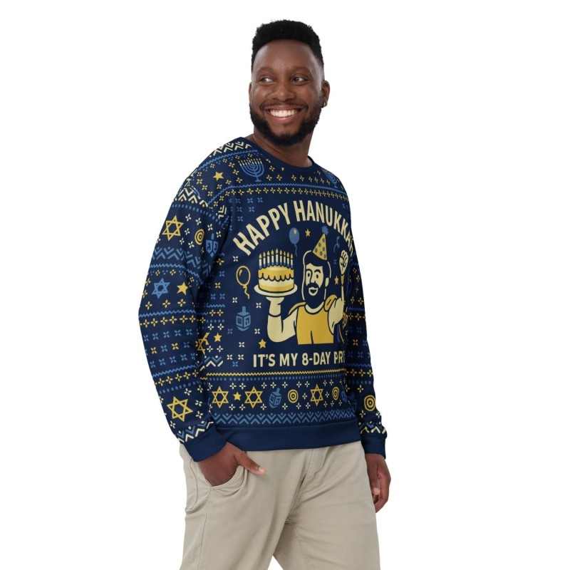 Sweat-shirt laid Happy Hanukkah - Conception drôle de fête de festival de 8 jours - B