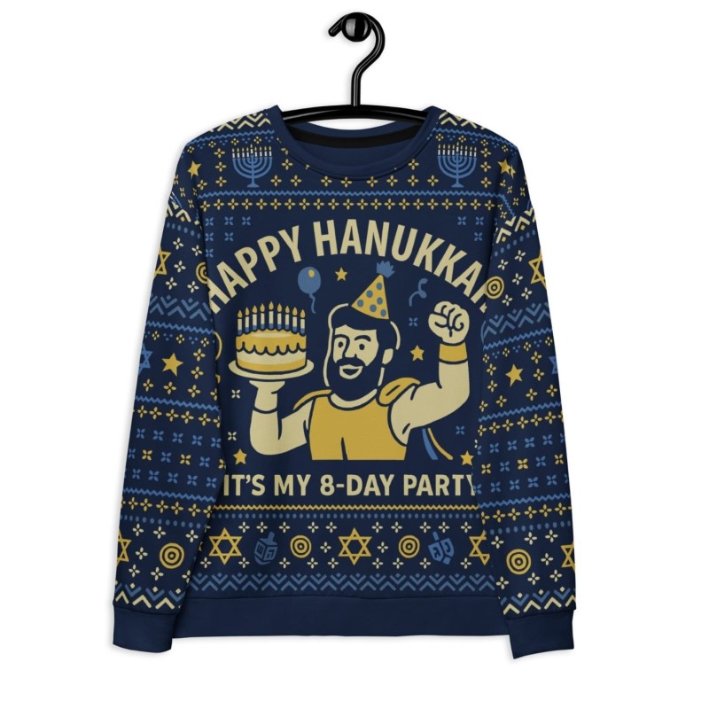 Sweat-shirt laid Happy Hanukkah - Conception drôle de fête de festival de 8 jours - B