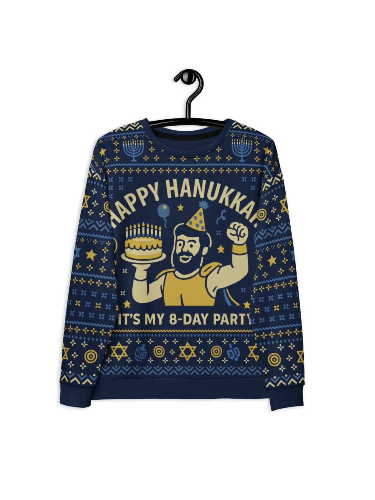 Sweat-shirt laid Happy Hanukkah - Conception drôle de fête de festival de 8 jours - B