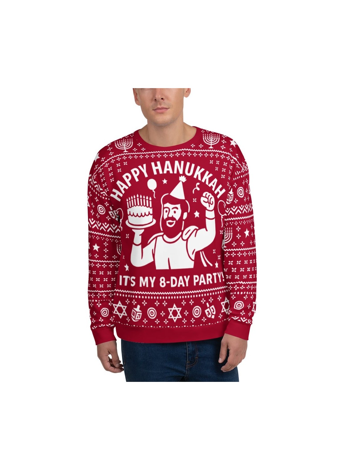 Sweat-shirt laid Happy Hanukkah - Conception drôle de fête de festival de 8 jours - R