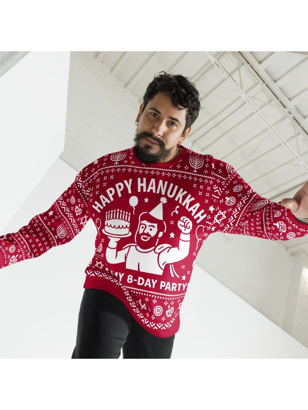 Happy Hanukkah Ugly Sweatshirt - Funny 8-Day Festival Party Design - R