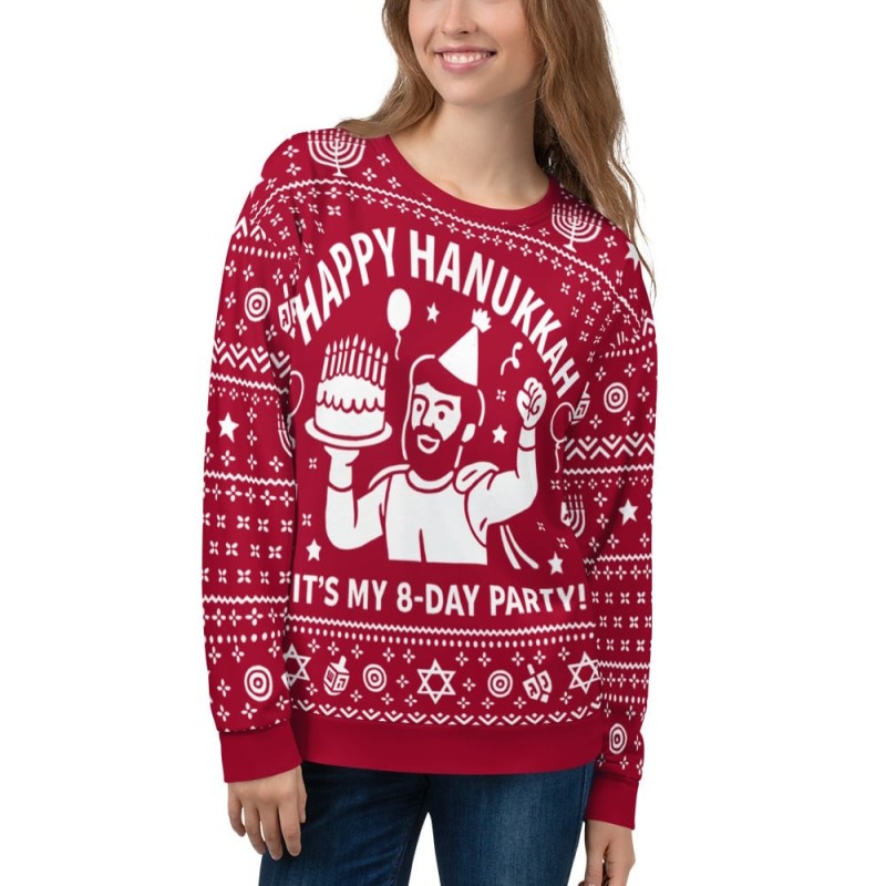 Sweat-shirt laid Happy Hanukkah - Conception drôle de fête de festival de 8 jours - R