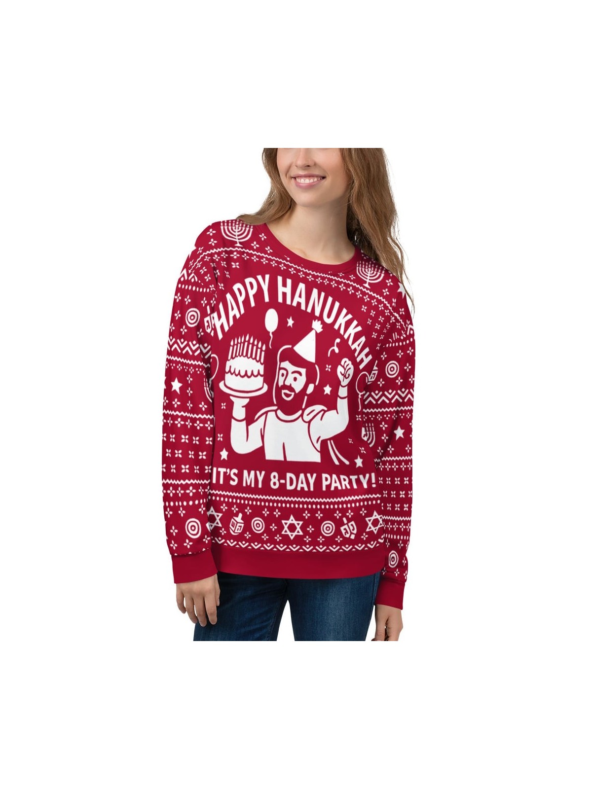 Sweat-shirt laid Happy Hanukkah - Conception drôle de fête de festival de 8 jours - R