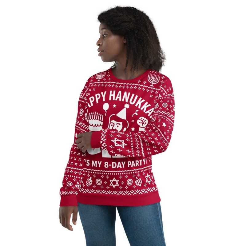 Sweat-shirt laid Happy Hanukkah - Conception drôle de fête de festival de 8 jours - R