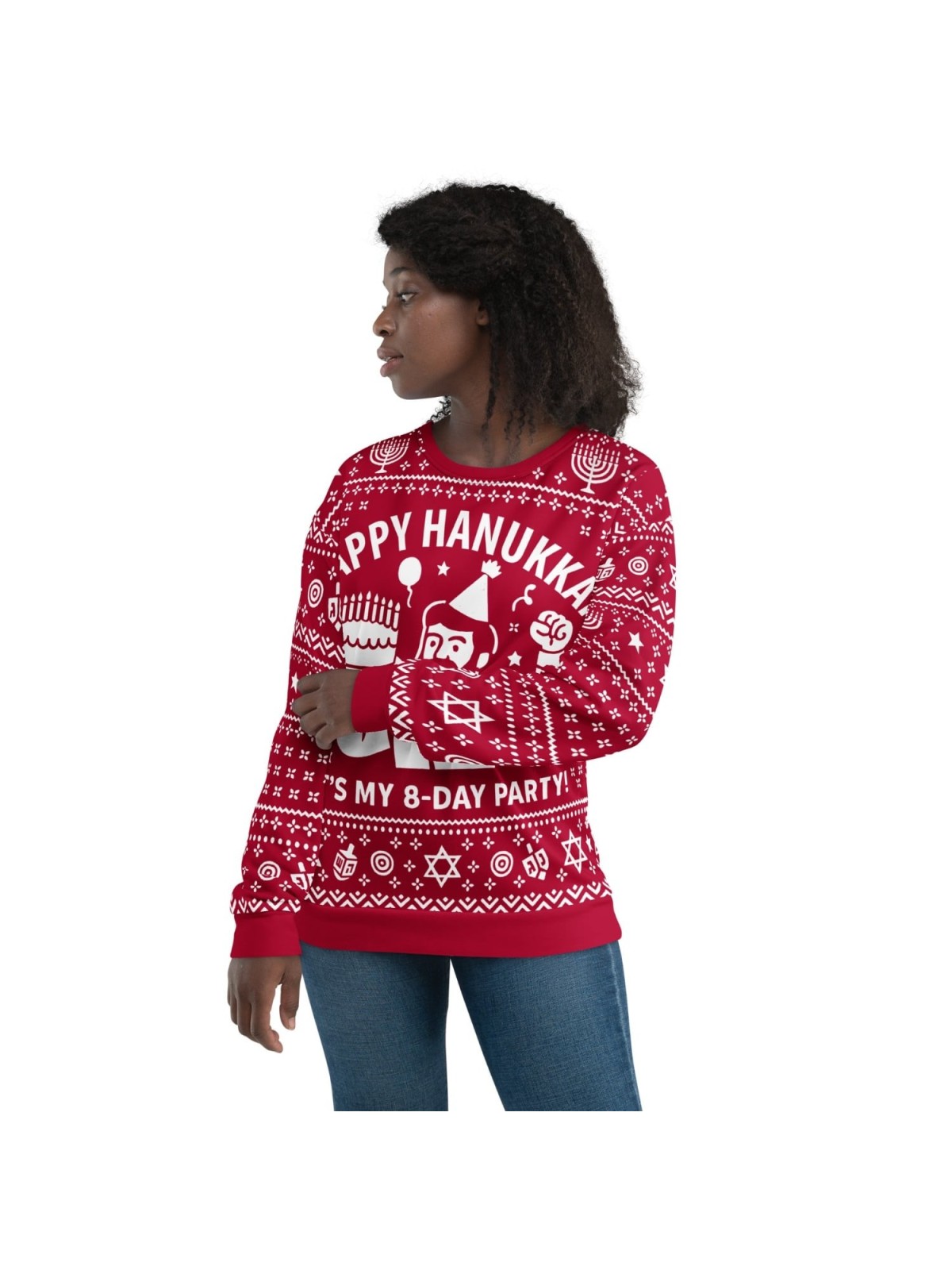 Sweat-shirt laid Happy Hanukkah - Conception drôle de fête de festival de 8 jours - R