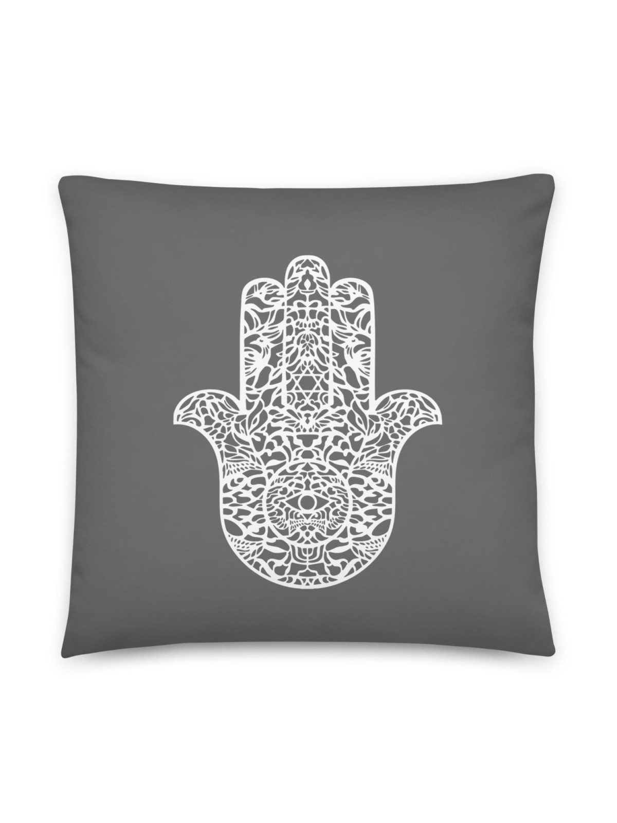 Ornate Hamsa Design with Jewish Symbols Pillow