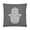 Ornate Hamsa Design with Jewish Symbols Pillow