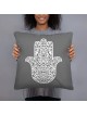 Ornate Hamsa Design with Jewish Symbols Pillow