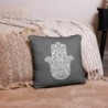 Ornate Hamsa Design with Jewish Symbols Pillow