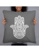 Ornate Hamsa Design with Jewish Symbols Pillow