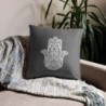Ornate Hamsa Design with Jewish Symbols Pillow