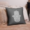 Ornate Hamsa Design with Jewish Symbols Pillow