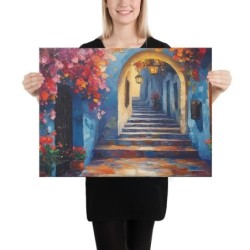 Colorful Street of Jerusalem Print on Canvas