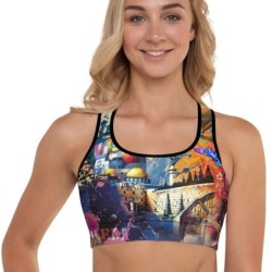 Jerusalem Pop Art Designer Padded Sports Bra