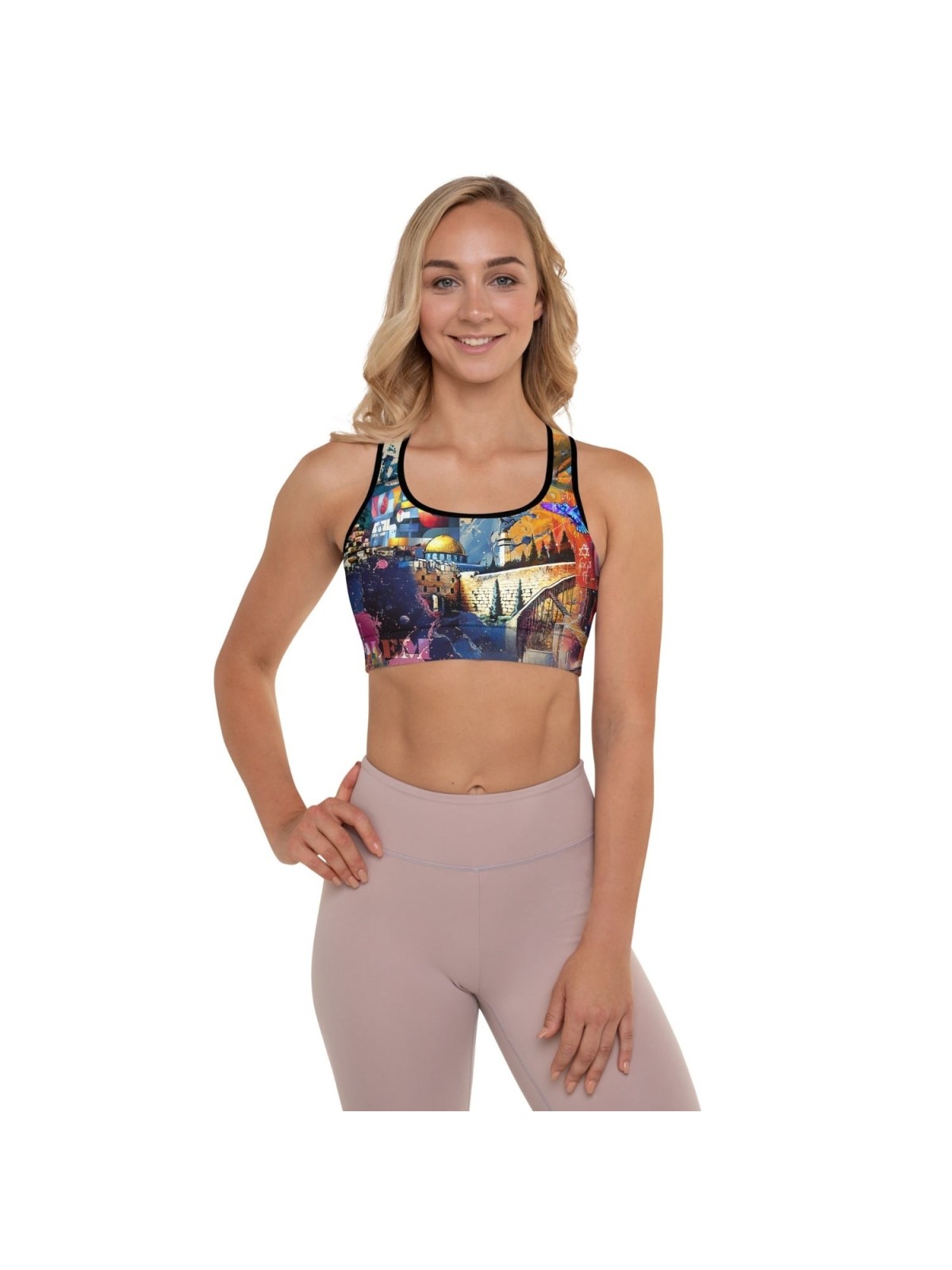 Jerusalem Pop Art Designer Padded Sports Bra