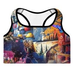 Jerusalem Pop Art Designer Padded Sports Bra