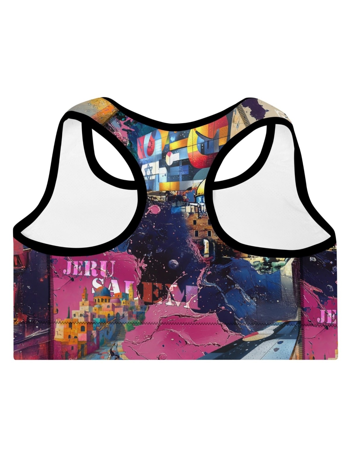 Jerusalem Pop Art Designer Padded Sports Bra