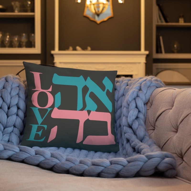 Decorative Ahava / Love Gray Pillow
