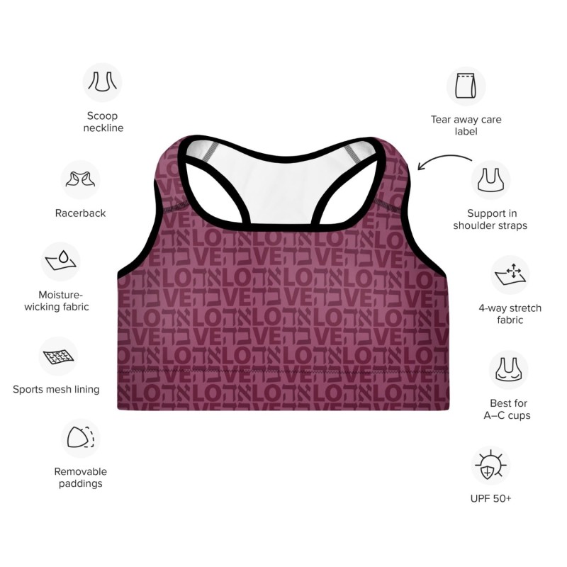 Ahava / Love Designer Padded Sports Bra