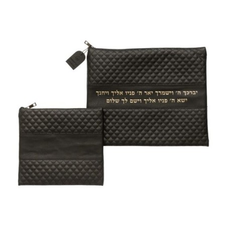 Faux Leather Tallit and Tefillin Bag Set Bl... | Talit & Tefillin Bags