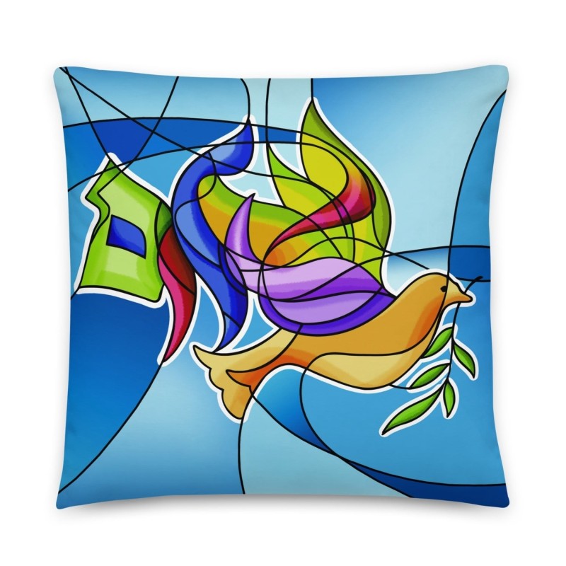 Coussin colombe Shalom en verre teinté