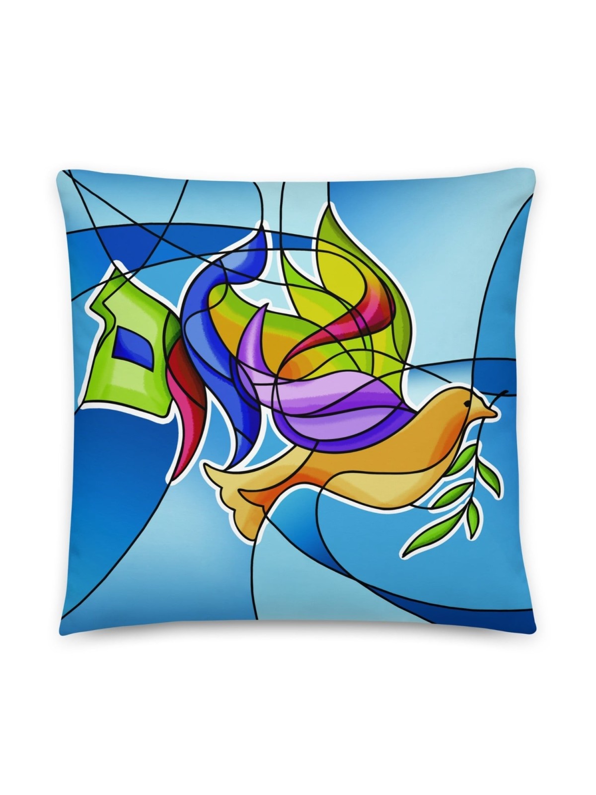 Coussin colombe Shalom en verre teinté