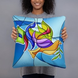 Stained Glass Shalom Dove Pillow