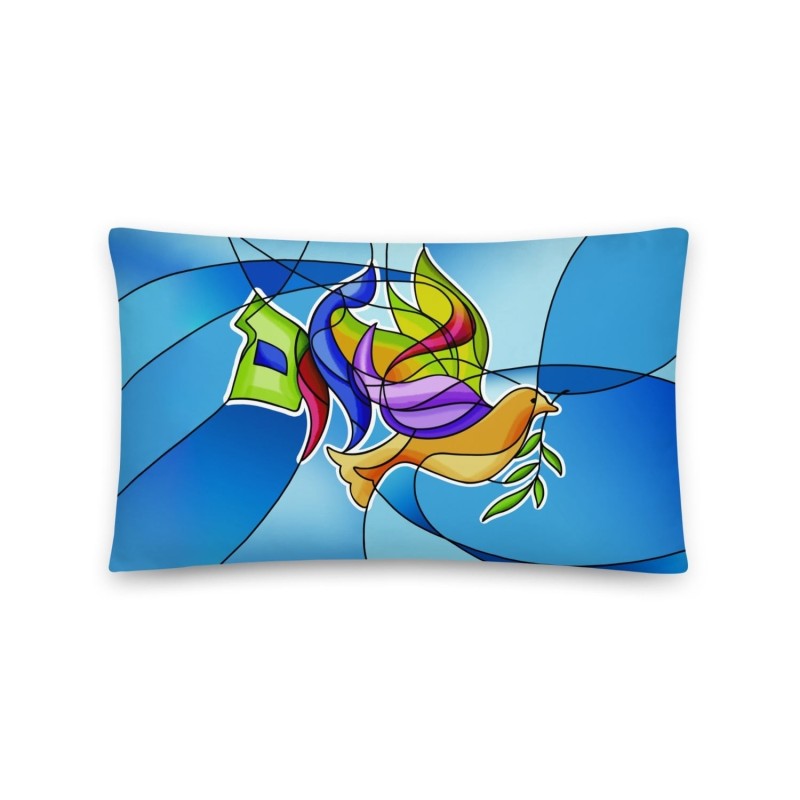 Coussin colombe Shalom en verre teinté