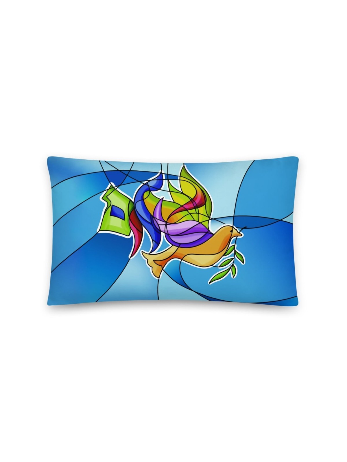 Coussin colombe Shalom en verre teinté