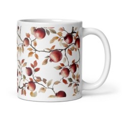 Tasse blanche brillante de grenades séduisantes